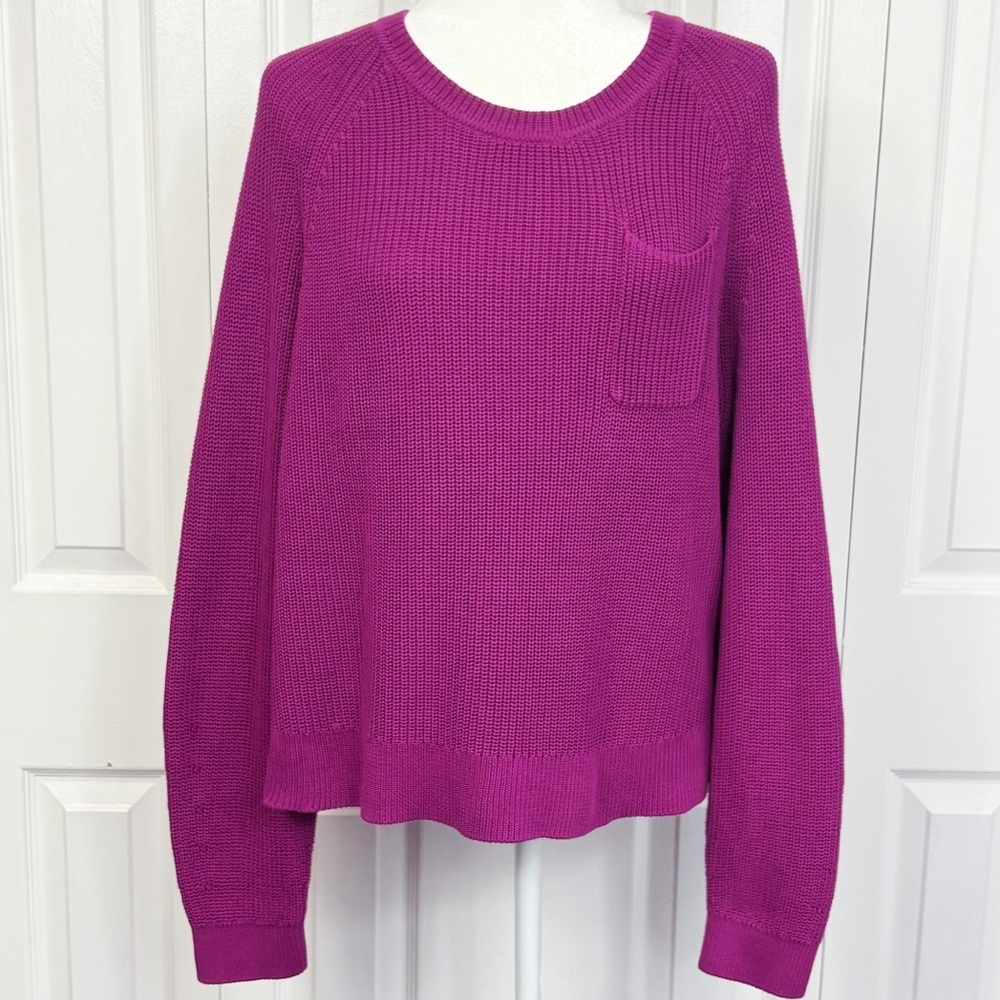 Talbots Purple Knit Scoop Neck Long Sleeve Pocket Pullover Sweater XL
